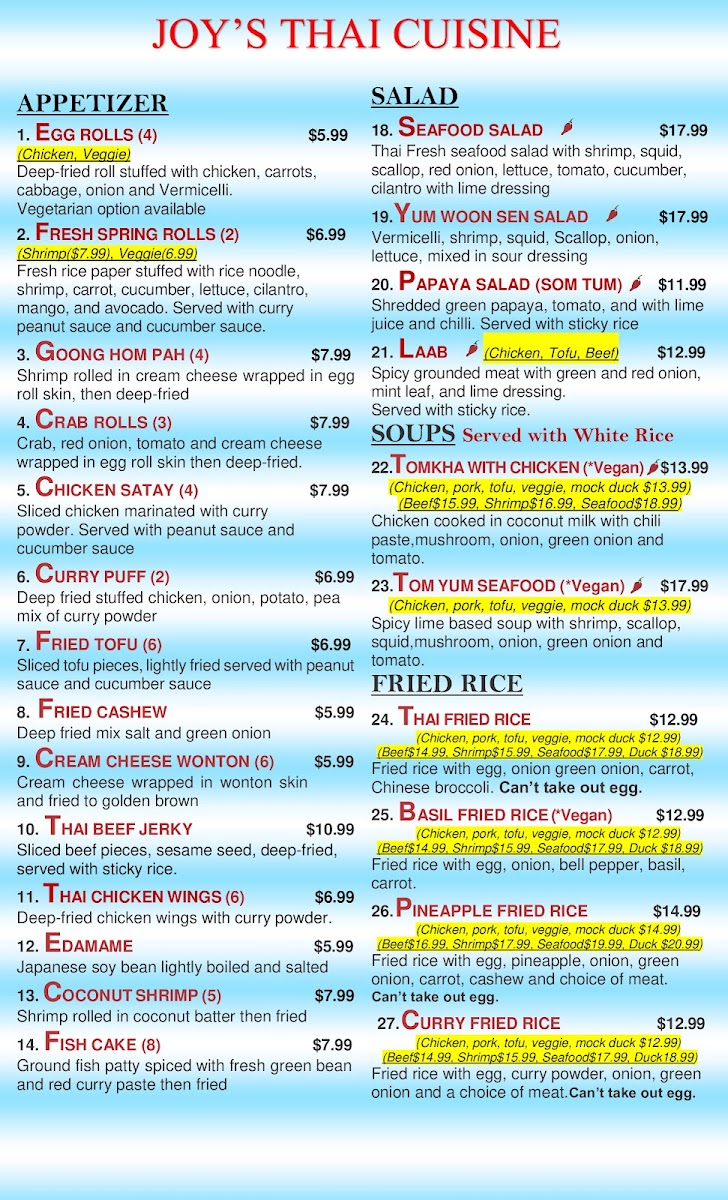Menu Joy's Thai Cuisine-7